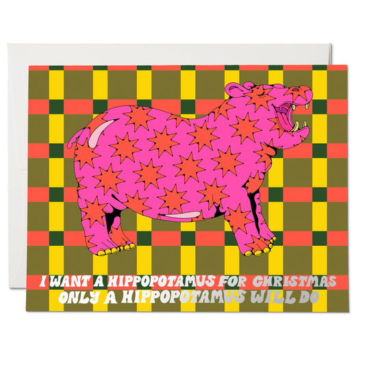 Christmas Hippo holiday greeting card: Singles