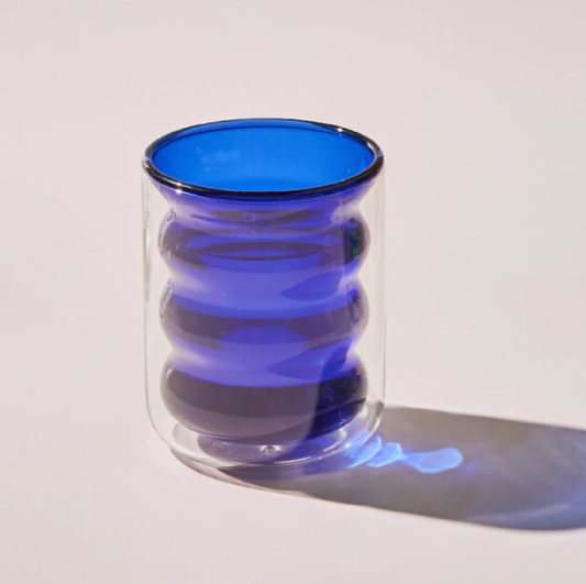 Colored Double Layer Glass Cup: Blue